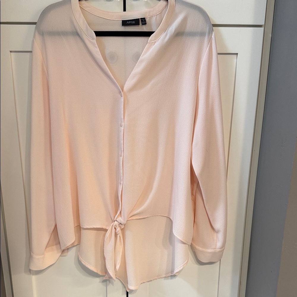 Apt. 9 Light Blush Tie-Front Button Blouse